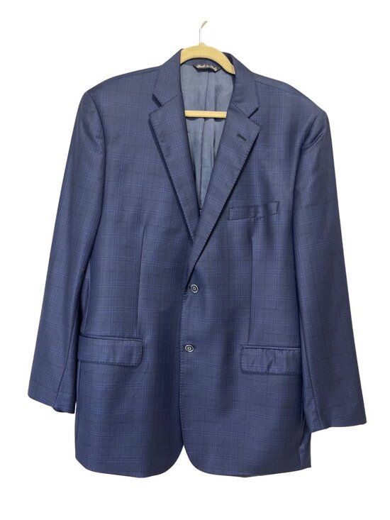 Reda Milano Other - Reda Milano Mens Size 46L Wool Blazer Navy Blue Windowpane Italy
